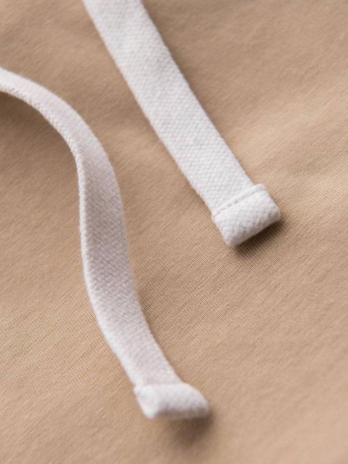 Tricou bărbătesc din bumbac cu glugă - bej V5 OM-TSCT-0256