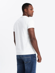 Tricou cu logo dublu din bumbac pentru bărbați - alb V1 OM-TSPT-0210