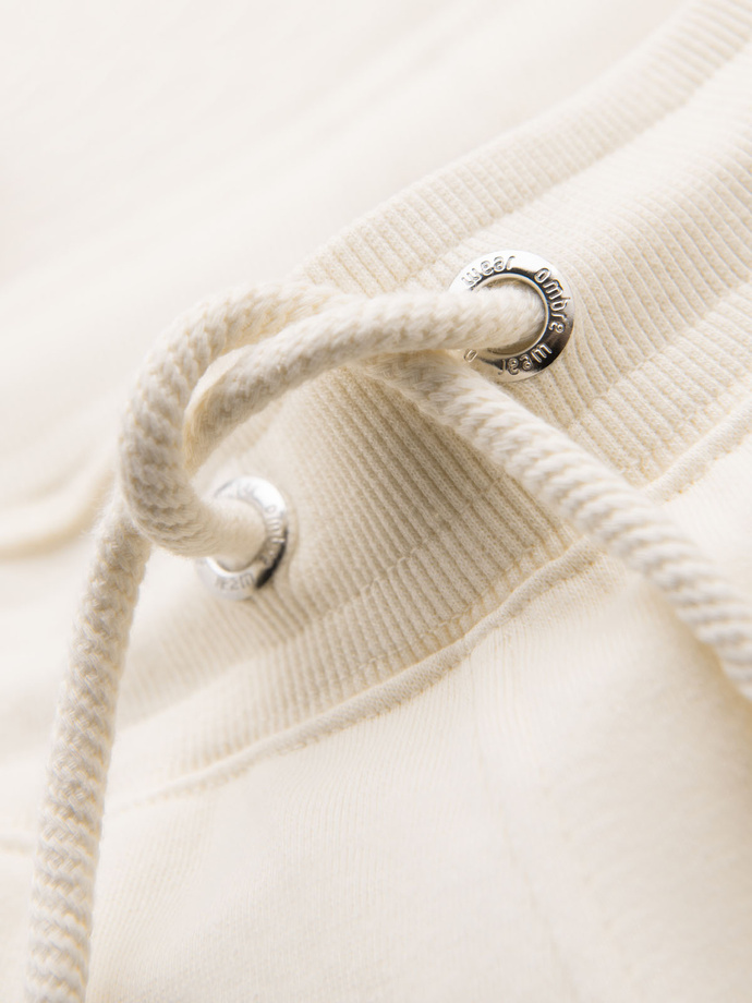 Men's sweat shorts with piping and drawstring waistband - cream V3 OM-SRSK-0156