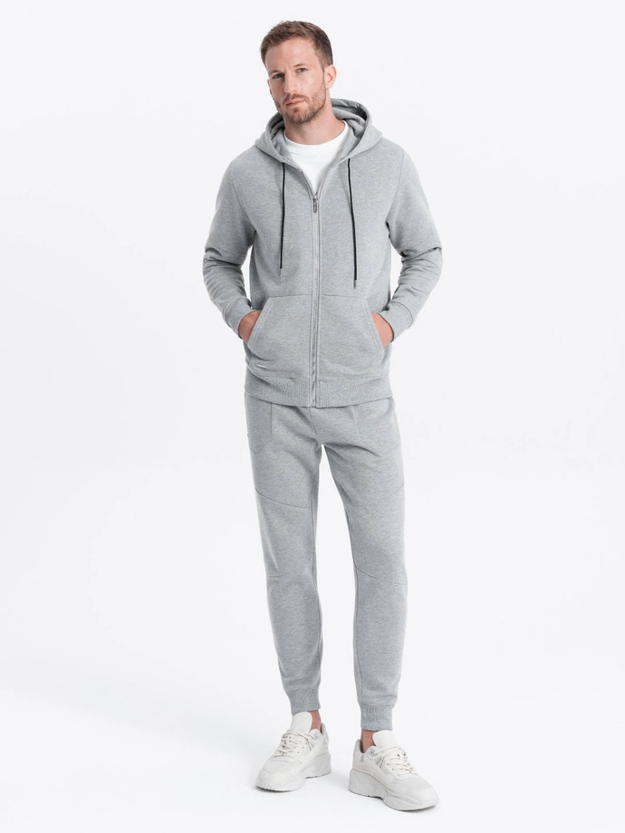 Men's sweatshirt set unbuttoned sweatshirt + pants - light gray V3 Z63