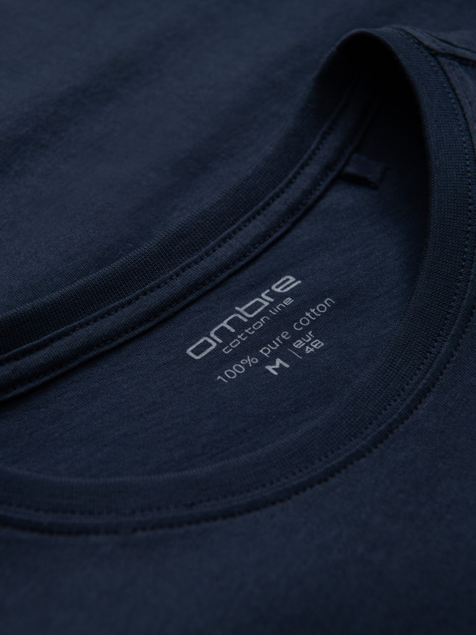 Classic BASIC men's cotton T-shirt - navy blue V2 OM-TSBS-0146