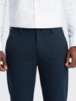 Men's classic chino pants with fine texture - navy blue V3 OM-PACP-0188