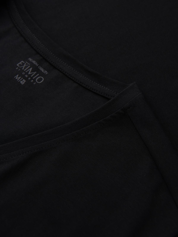 Pánské tričko SLIM FIT s výstřihem do V, elastanem a potiskem - černé V1 OM-TSBC-0221 