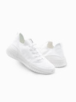 Pánske slip-on tenisky z ľahkých materiálov - biele V4 OM-FOKS-0149