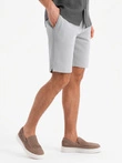 Vyriški SLIM FIT struktūrizuoti trikotažiniai šortai - šviesiai pilki V4 OM-SRCS-0169