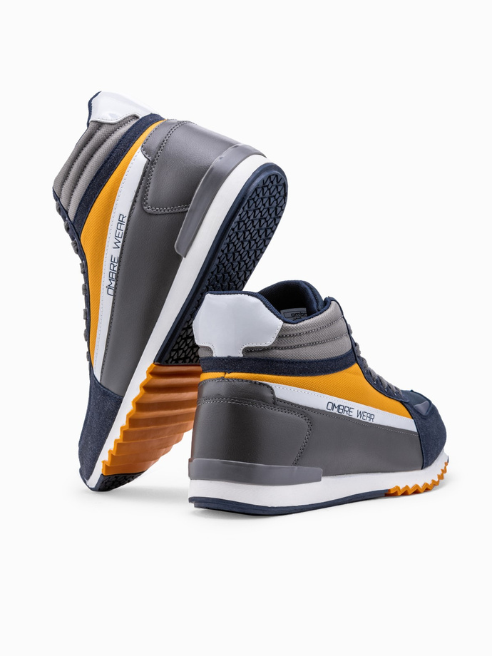 Men's casual sneakers - navy/yellow T358