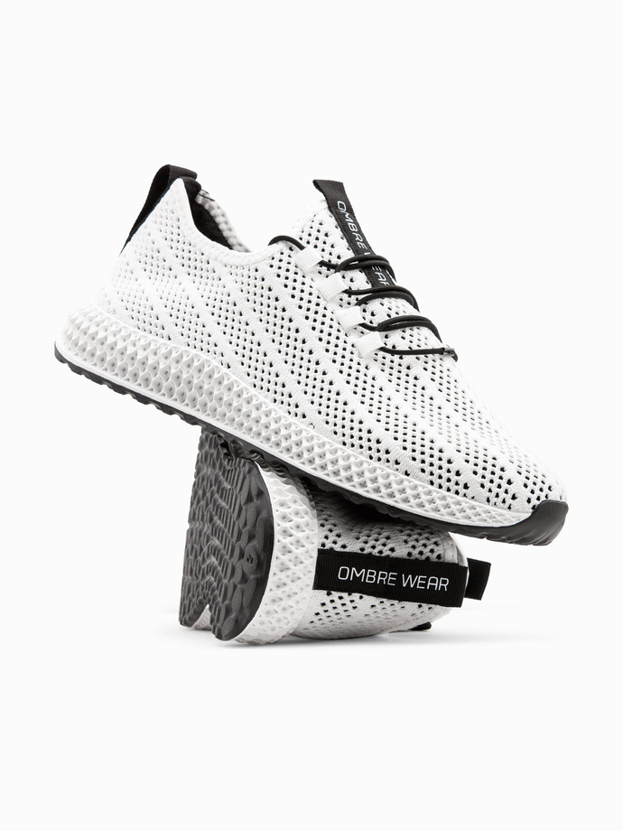 Pánske sieťované slip-on tenisky - biele V7 OM-FOKS-0117