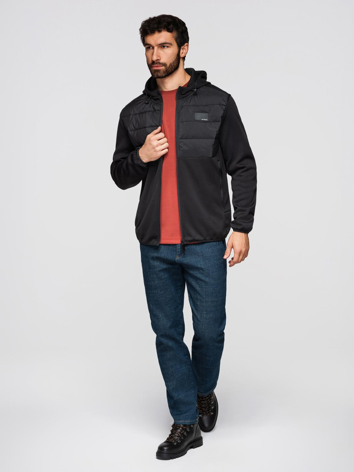 Jachetă sport ușoară colorată pentru bărbați cu fleece - maro și bleumarin V1 OM-JANP-0194