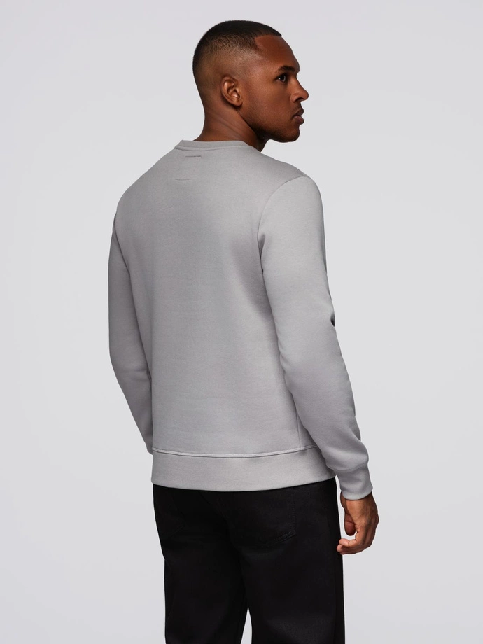 Men's classic round neck sweatshirt - grey V4 OM-SSNZ-0243