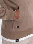 Men's non-stretch hooded sweatshirt - light brown V8 OM-SSBN-0120