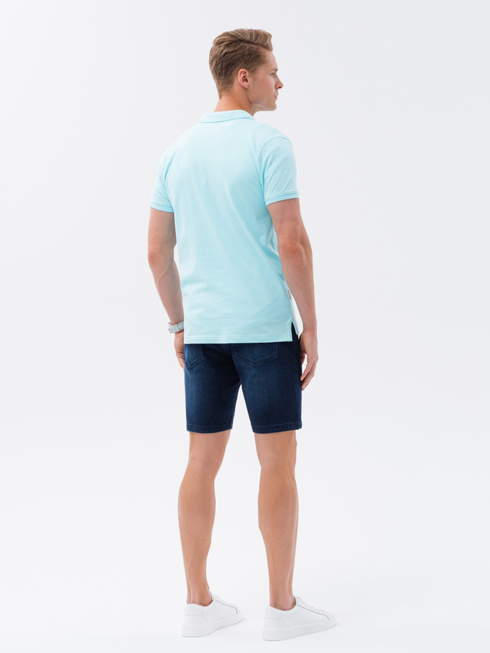 Pique knit polo shirt - blue V2 S1746