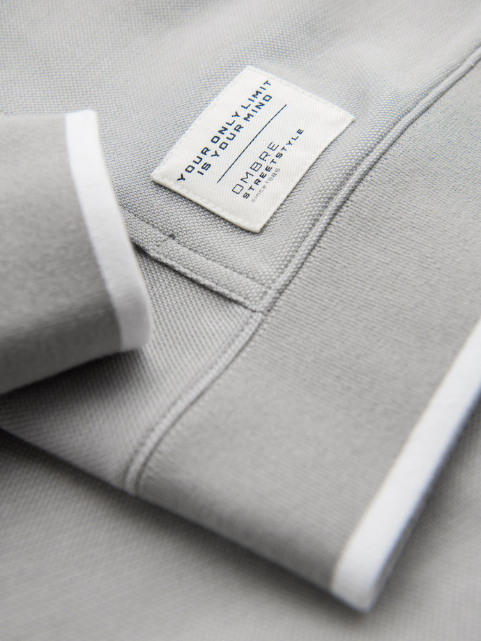 Men's softly structured hooded sweatshirt - grey V4 OM-SSZP-0191