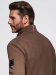 Lightweight unzipped men's jacket with quilted front - brown V3 OM-JANP-0193