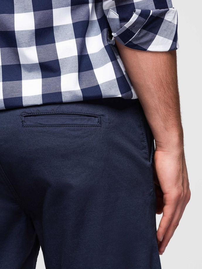 Pánske klasické chino šortky s ohrnutou nohavicou - tmavomodré V10 OM-SRCS-0197