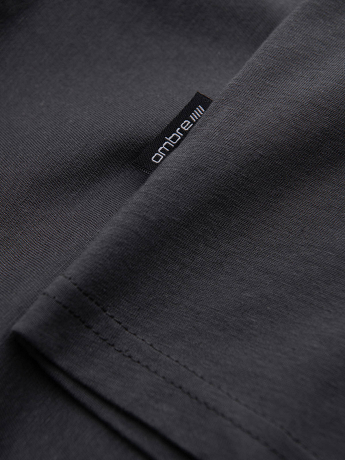 Klasické bavlnené pánske tričko BASIC s výstrihom do V - grafit V3 OM-TSBS-0145