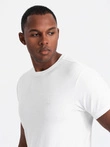 Men's SLIM FIT T-shirt with round neckline and logo - white V1 OM-TSCT-0220