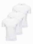 Set tricou cu gât rotund din bumbac pentru bărbați BASIC - 3x alb V11 OM-TSBS-0232