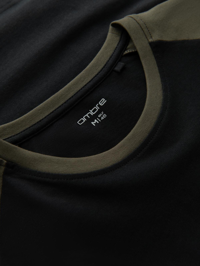 Men's longsleeve with raglan contrast sleeves - black/olive V3 OM-LSCL-0105