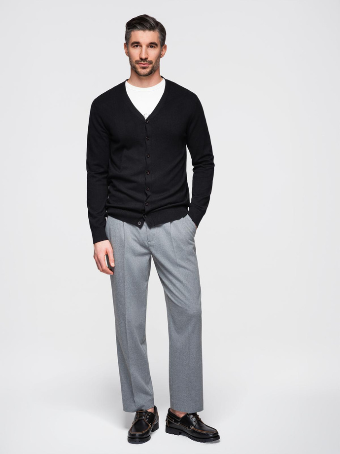 Monochrome knitted men's viscose cardigan - black V2 OM-SWCD-0126