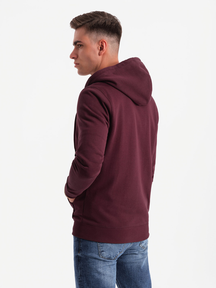 Unzipped cotton men's BASIC sweatshirt - maroon V3 OM-SSBZ-0160
