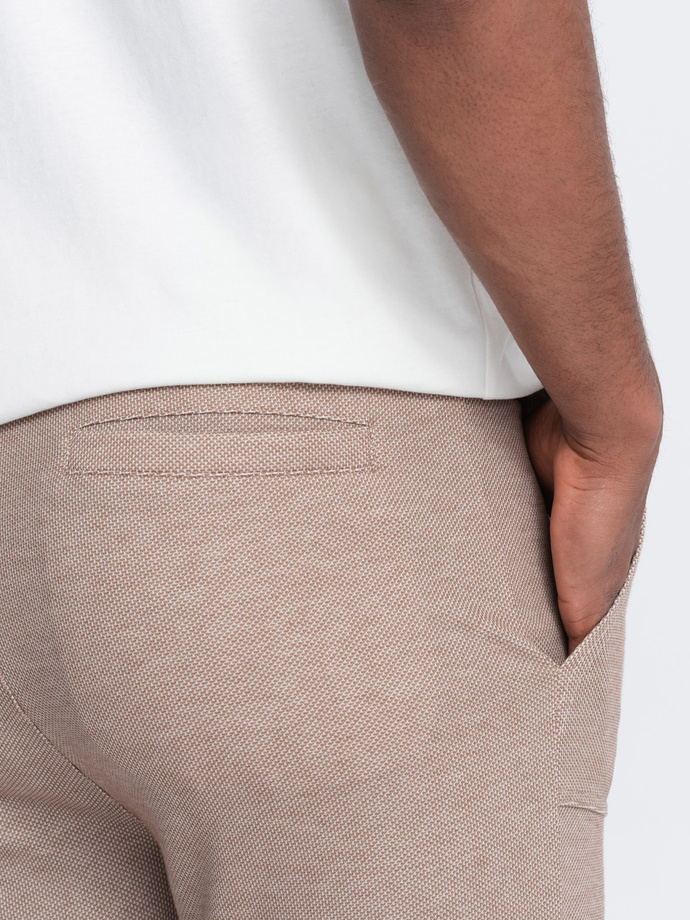 Pantaloni de trening bărbătești din tricot structurat - cafea V2 OM-PASK-0211