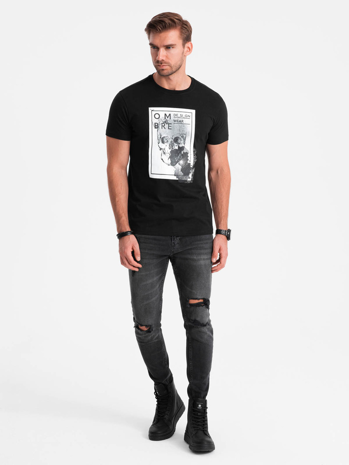 Men's cotton skull shirt - black V1 OM-TSPT-0200