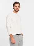 Men's cotton LOOSE FIT longsleeve with round neckline - cream V2 OM-LSBC-0129 