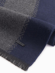 Elegant men's scarf with geometric patterns - navy blue-gray V1 OM-ACSF-0115