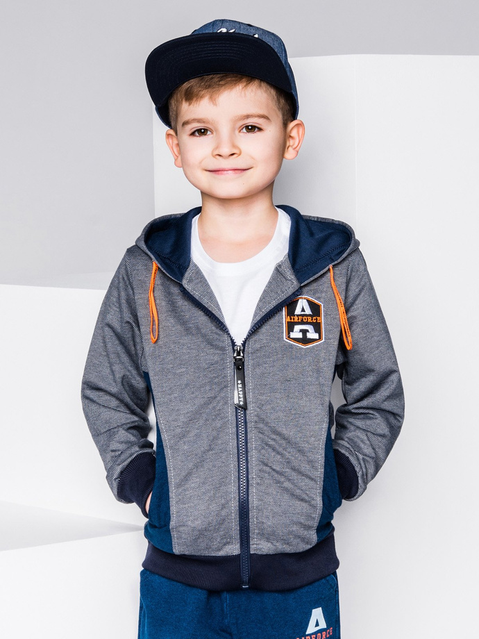 Detská mikina na zips s kapucňou - grafitová KB013