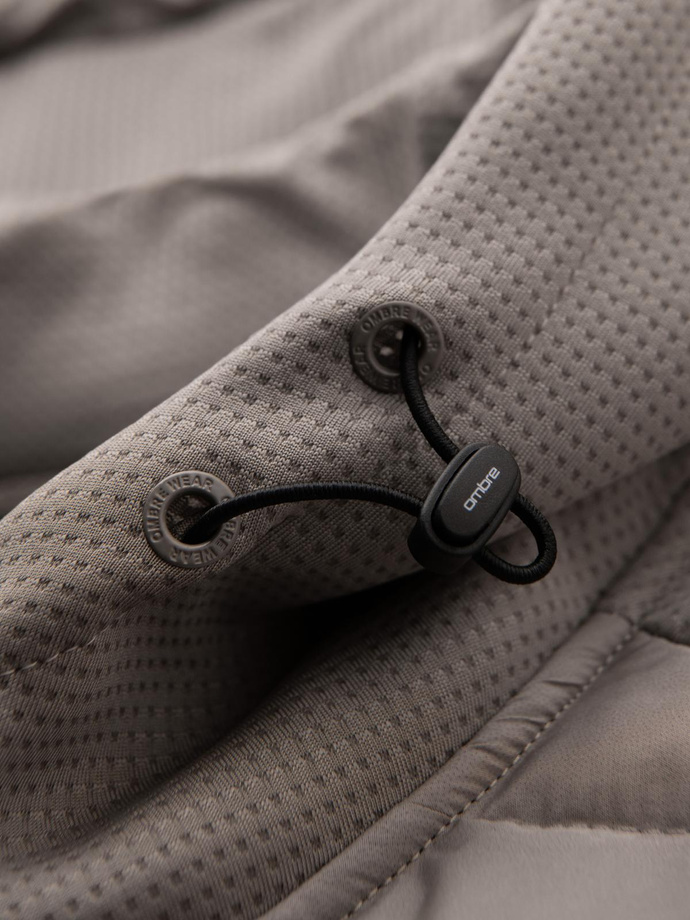 Jachetă sport ușoară colorată pentru bărbați cu fleece - maro și bleumarin V1 OM-JANP-0194