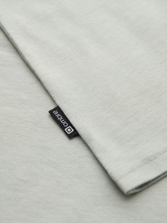 Casual men's t-shirt with pocket patch - light grey V2 OM-TSCT-0109