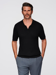 Men's buttonless polo shirt with open collar - black V2 OM-POSS-0160
