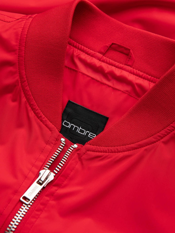Men's bomber jacket seamed - red V14 OM-JANP-0115