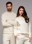 Klasická unisex mikina s kulatým výstřihem - krémová V2 OU-SNBC-0104