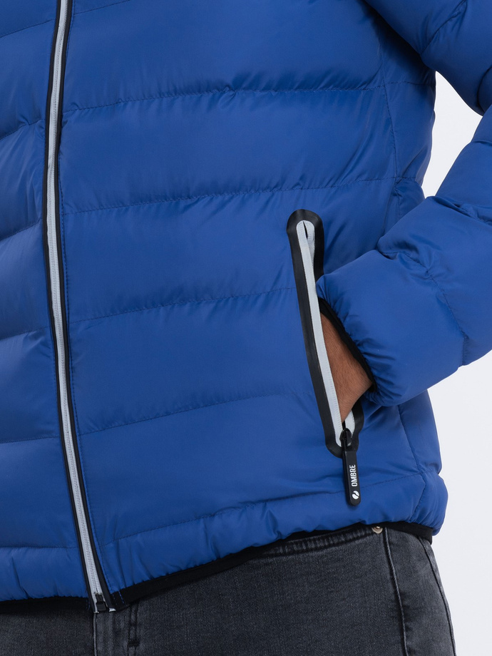 Men's winter quilted jacket - indigo C451