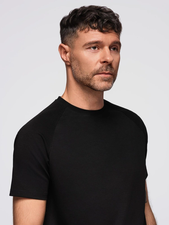 Men's COMFORT FIT T-shirt with raglan sleeves - black V2 OM-TSCT-0240
