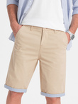 Men's chinos shorts with contrasting turn-up - sand V10 W421