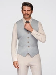 Men's jacquard suit vest without lapels - light grey V1 OM-BLZV-0106