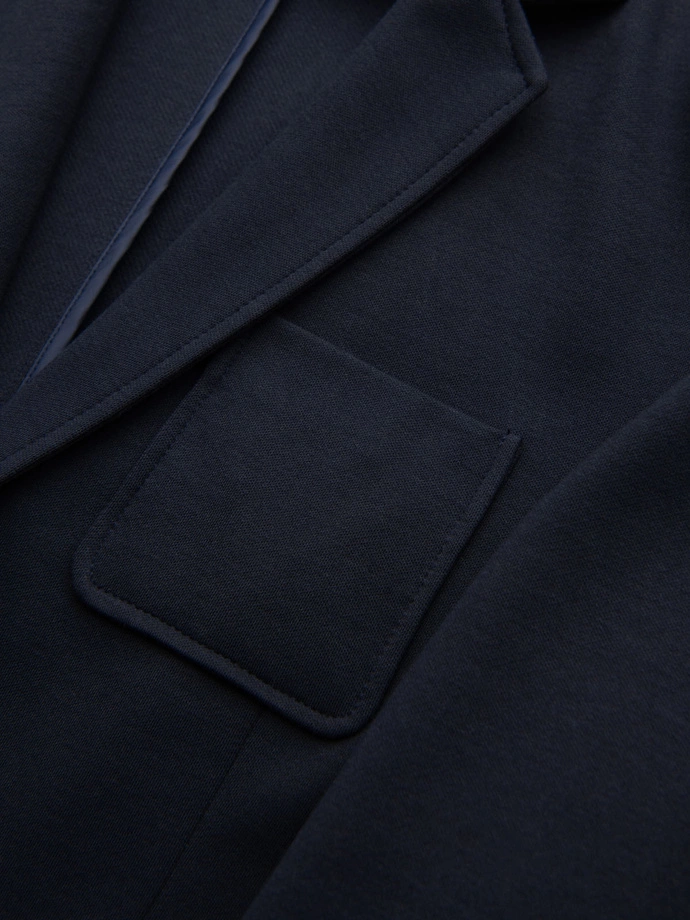 Pánska bunda SLIM z jemne štruktúrovaného úpletu - tmavomodrá V3 OM-BLZB-0101