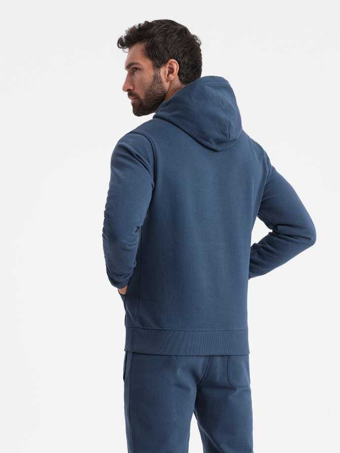 Set trening bărbătesc top kangaroo + pantaloni - albastru închis V4 Z80