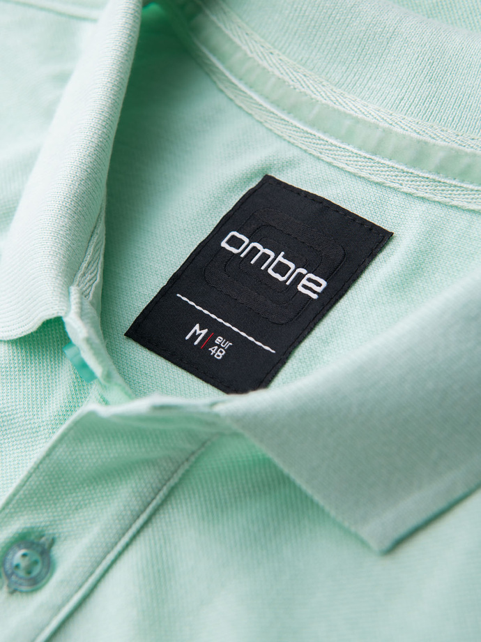 Cotton pique knit polo shirt - mint V1 OM-POSS-0103