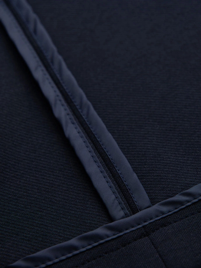 Pánska bunda SLIM z jemne štruktúrovaného úpletu - tmavomodrá V3 OM-BLZB-0101