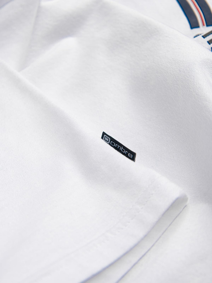 Mâneci lungi imprimate pentru bărbați - alb 2 OM-LSPT-0119