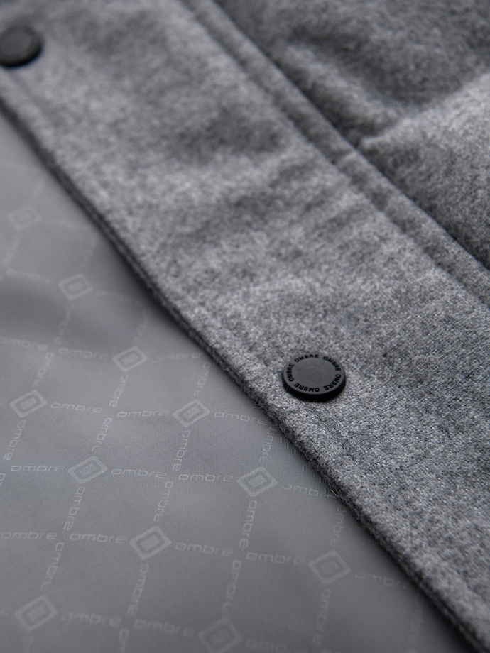 Men's lightweight jacket with mesh lining and hood - grey V1 OM-JAHP-0203