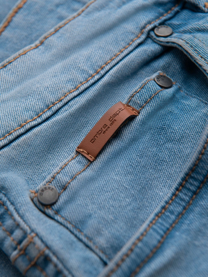 Pantaloni bărbătești JOGGERY din denim cu evazare clasică - albastru deschis V1 OM-PADJ-0265