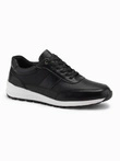 Men's eco leather sports sneakers shoes - black V2 OM-FOSL-0181 