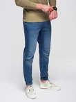 Pantaloni JOGGERS din denim cu efect de spălare pentru bărbați - albastru V2 OM-PADJ-0267