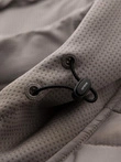 Men's lightweight jacket of combined materials with hood and decorative quilting - ash V3 OM-JANP-0160 