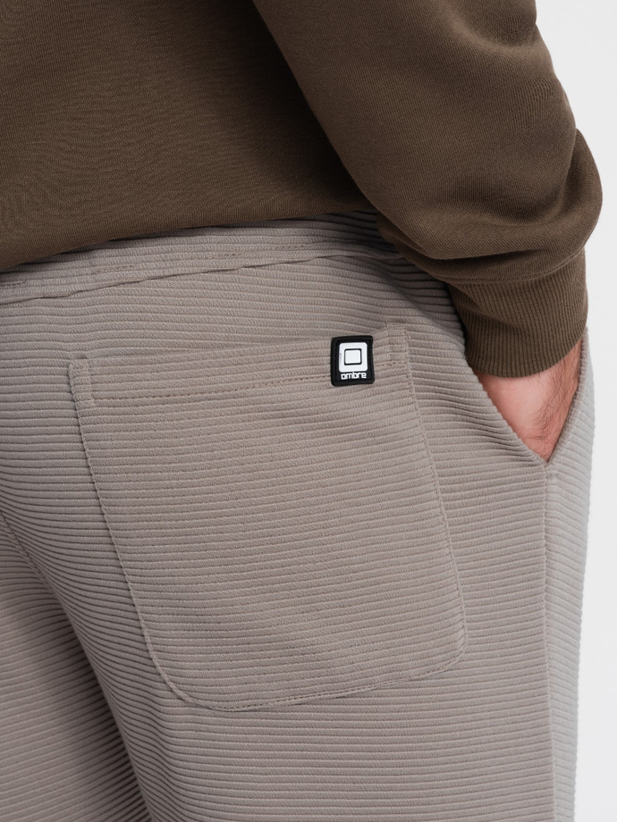 Pantaloni de trening bărbătești din țesătură ottoman - cenușă V4 OM-PASK-0129