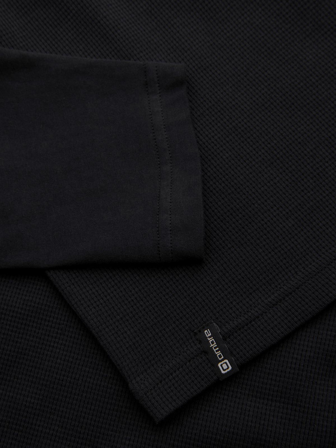 Men's longsleeve with "waffle" texture - black V4 OM-LSCL-0109